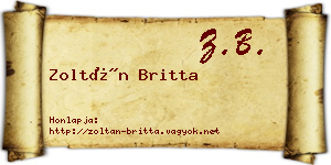 Zoltán Britta névjegykártya